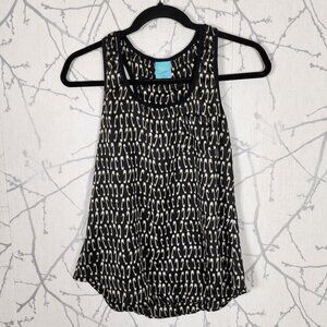 h.i.p. Black Safety Pin Printed Round Neck Flowy Tank Artsy